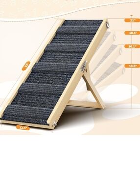 Pawaboo Foldable Dog Ramp, Small Dog Ramp for Couch Low Bed, 4 Adjustable Height